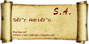 Sár Adrián névjegykártya